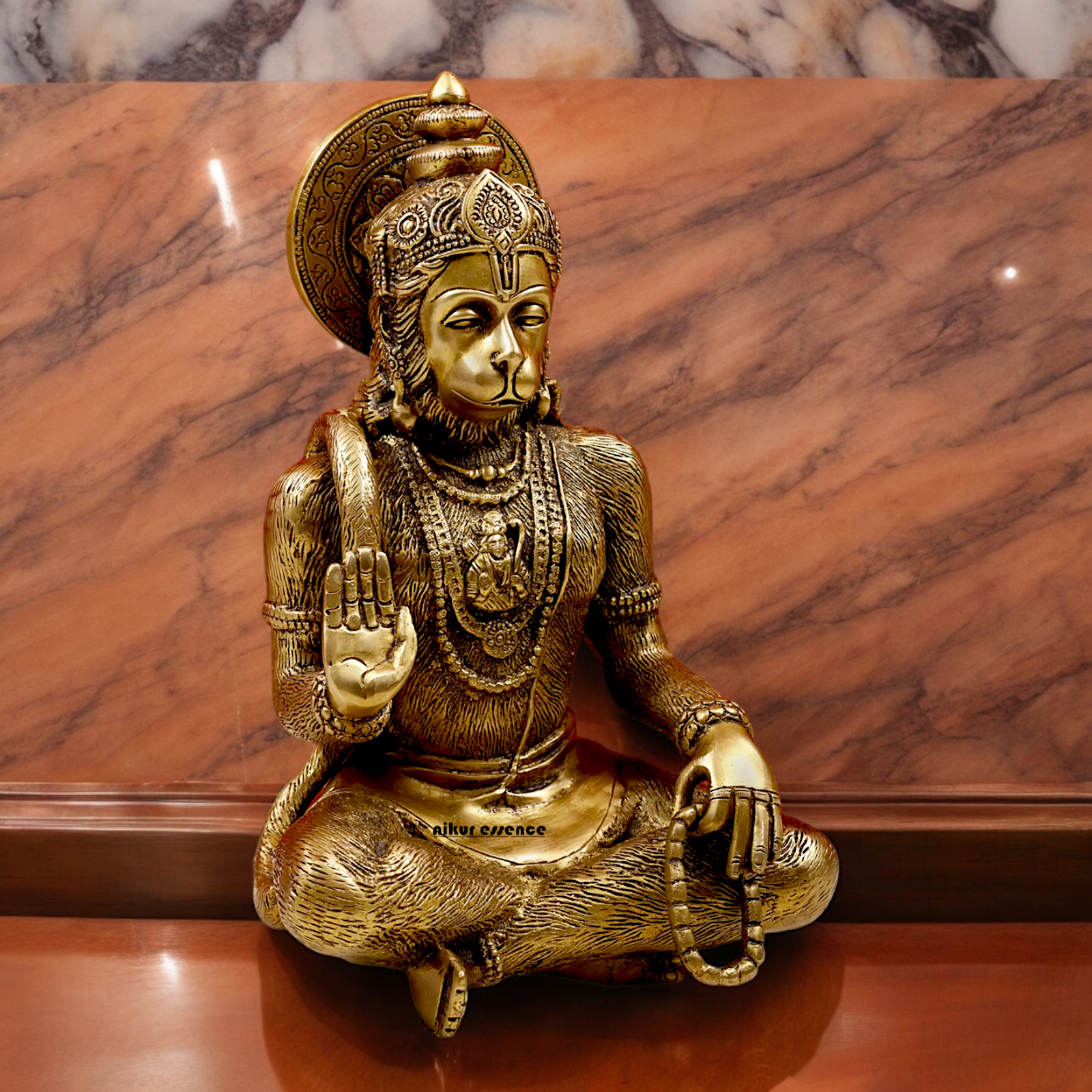 Pure Brass Hanuman Blessing Idol - 28 cm Nikuressence