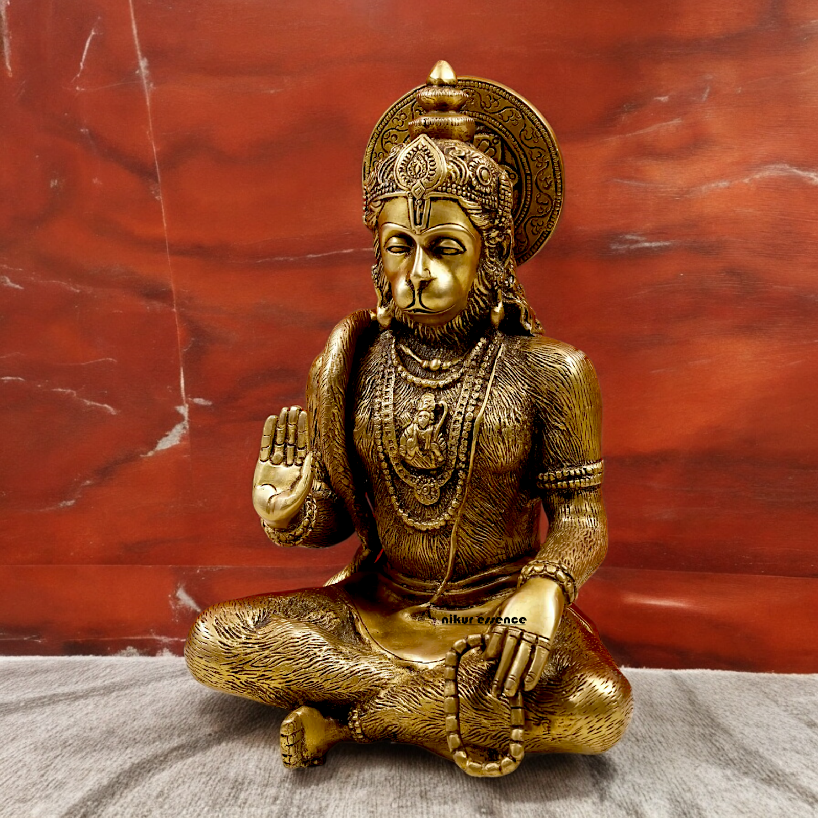 Pure Brass Hanuman Blessing Idol - 28 cm Nikuressence