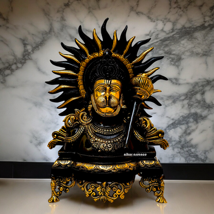 Superfine Brass Hanuman Blessing with Gada Idol - 15 inches Nikuressence