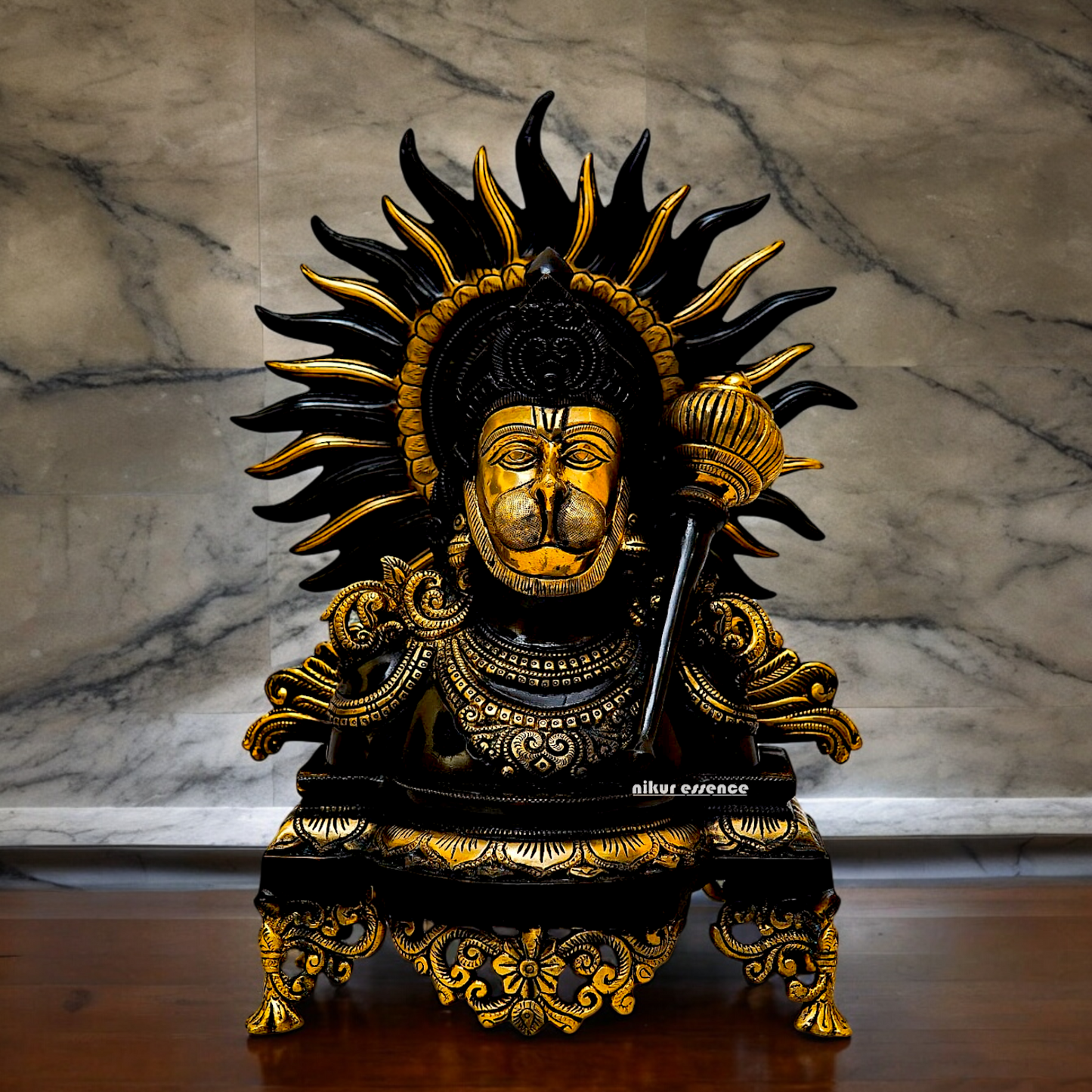 Superfine Brass Hanuman Blessing with Gada Idol - 15 inches Nikuressence