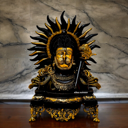 Superfine Brass Hanuman Blessing with Gada Idol - 15 inches Nikuressence