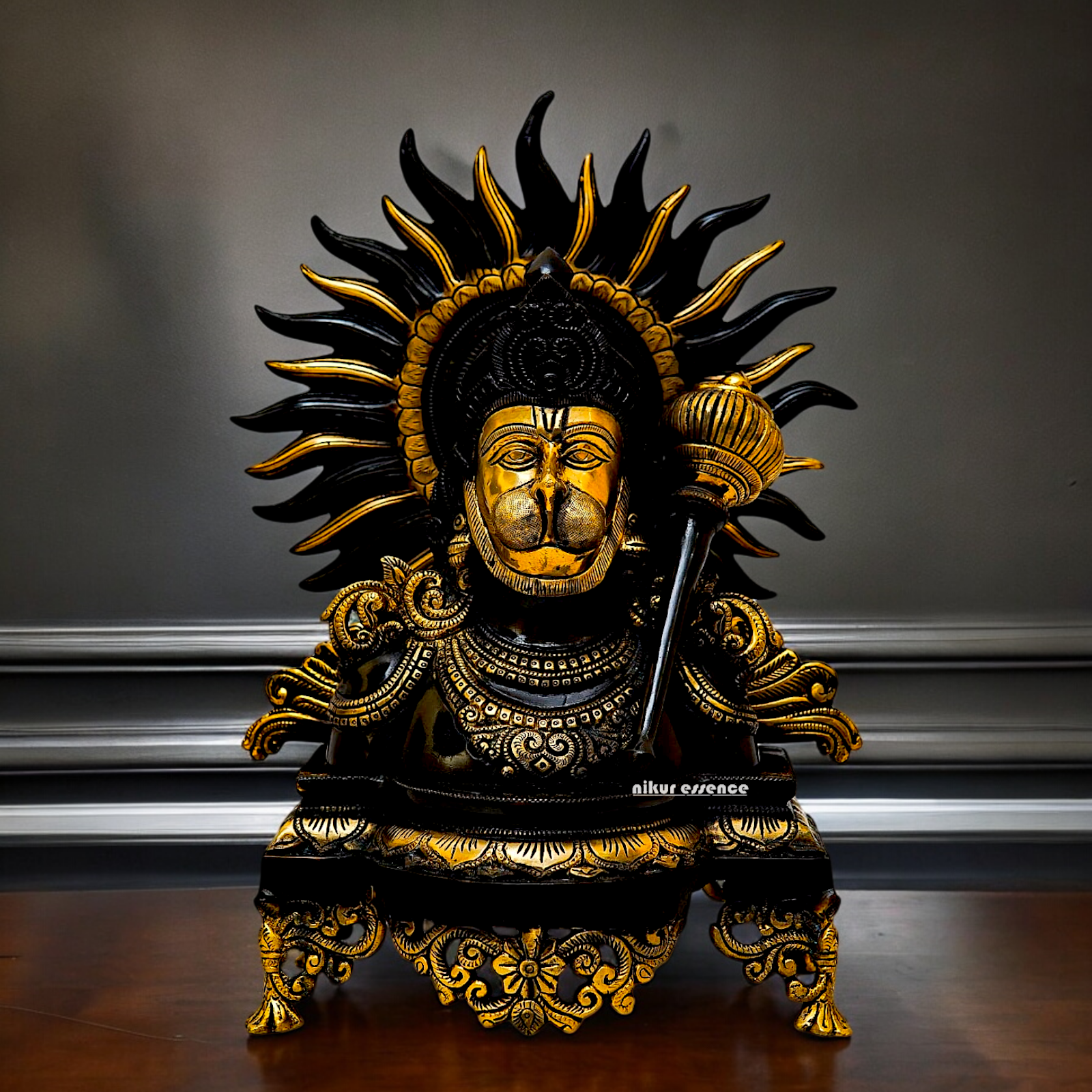 Superfine Brass Hanuman Blessing with Gada Idol - 15 inches Nikuressence