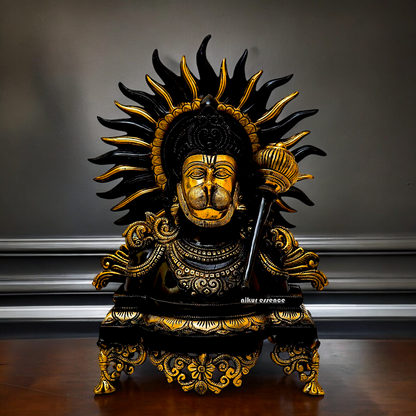 Superfine Brass Hanuman Blessing with Gada Idol - 15 inches Nikuressence