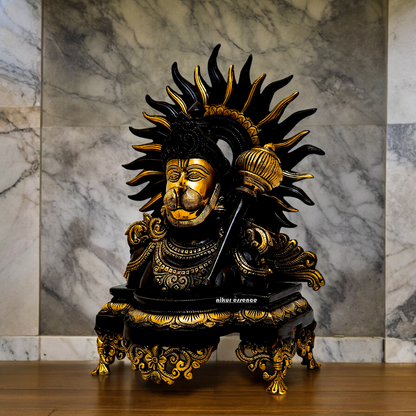 Superfine Brass Hanuman Blessing with Gada Idol - 15 inches Nikuressence