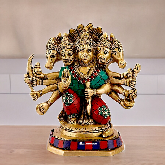 Buy Online Panchmukhi Hanuman with Stone work Idol - 17 cm Nikuressence
