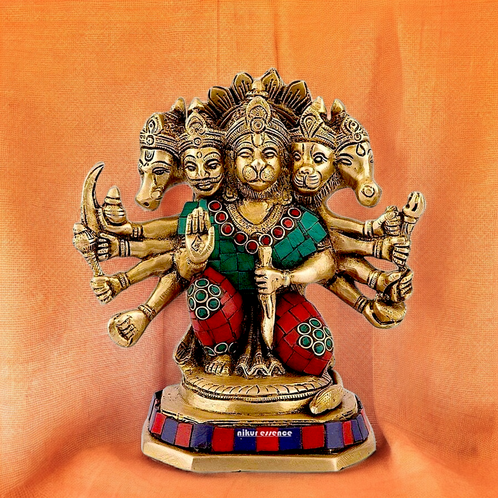Buy Online Panchmukhi Hanuman with Stone work Idol - 17 cm Nikuressence