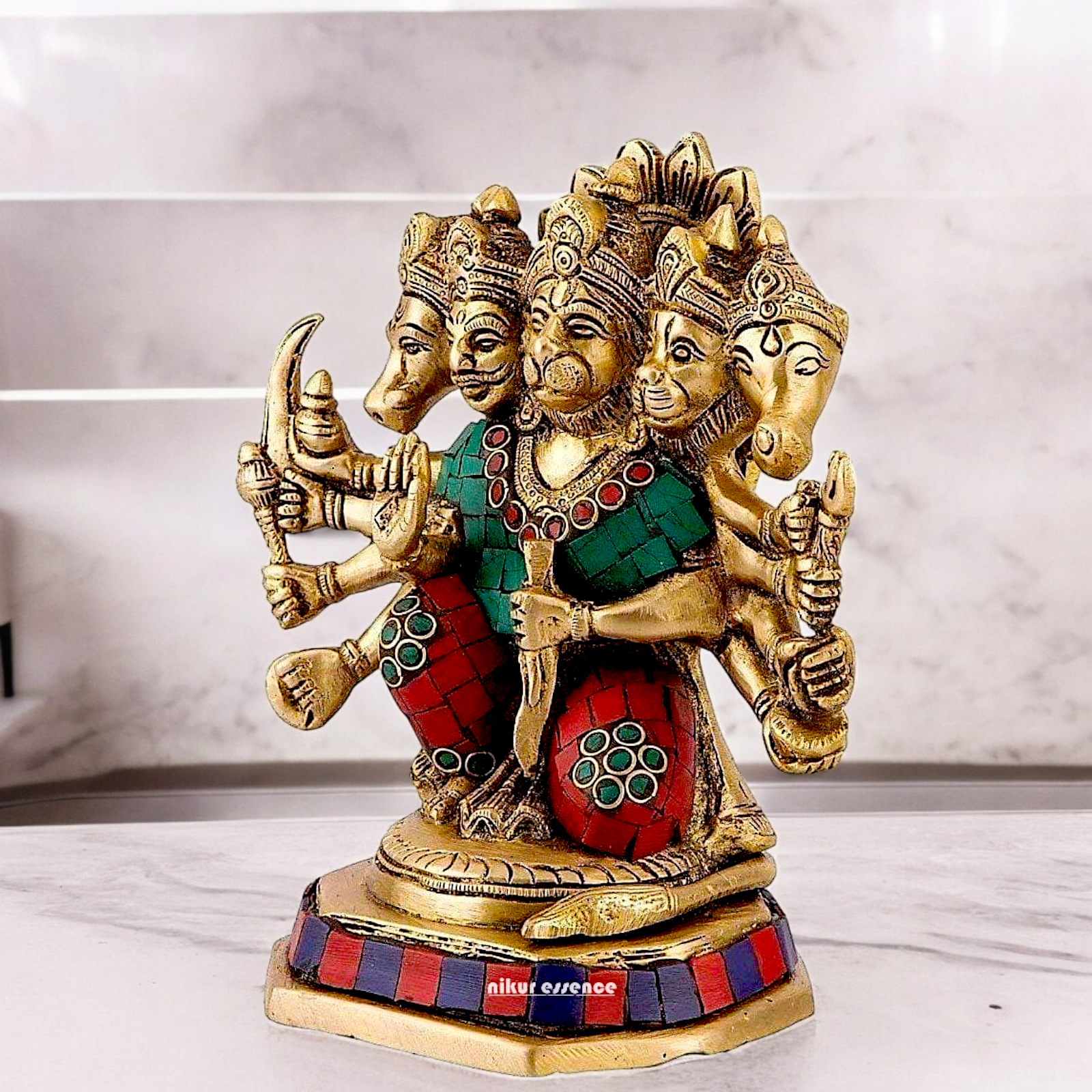 Buy Online Panchmukhi Hanuman with Stone work Idol - 17 cm Nikuressence