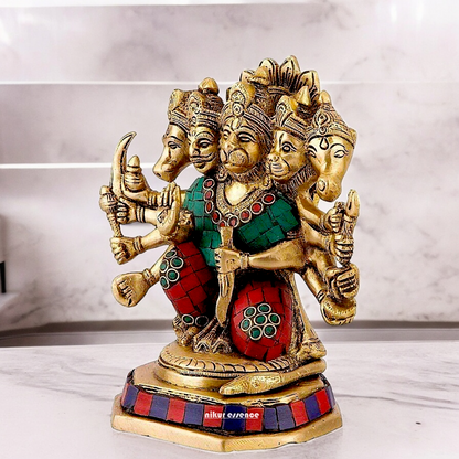 Buy Online Panchmukhi Hanuman with Stone work Idol - 17 cm Nikuressence