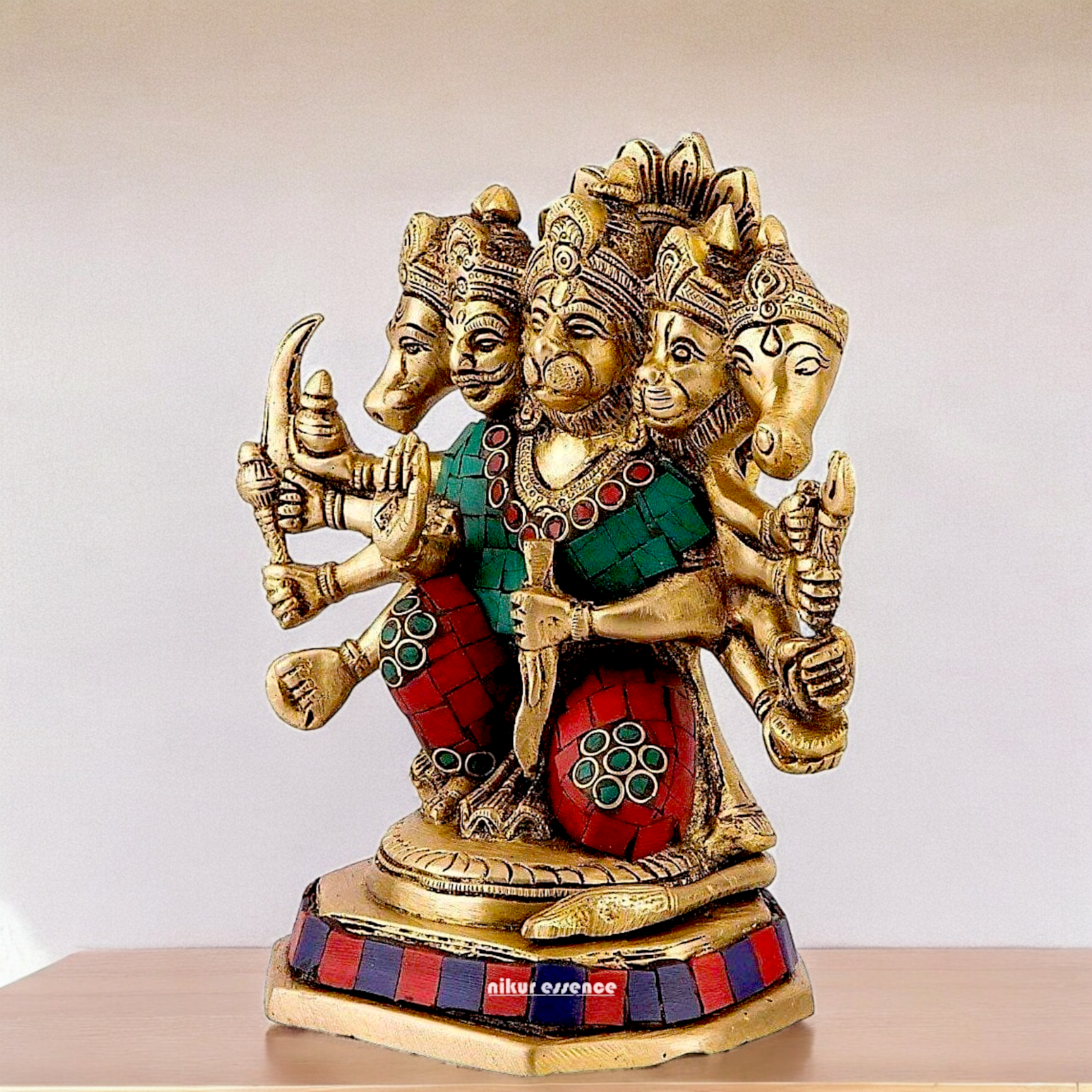 Buy Online Panchmukhi Hanuman with Stone work Idol - 17 cm Nikuressence