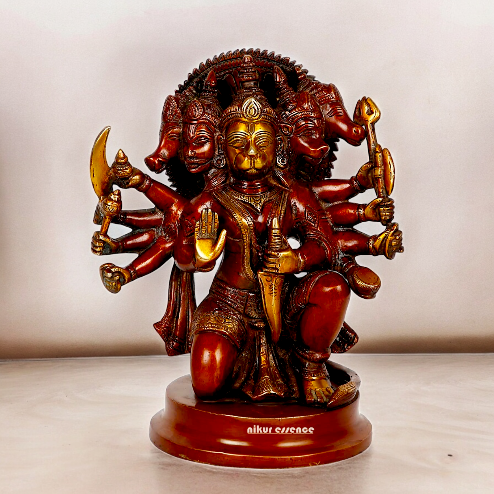 Online Brass panchmukhi Hanuman ji idol - 9 Inches Nikuressence