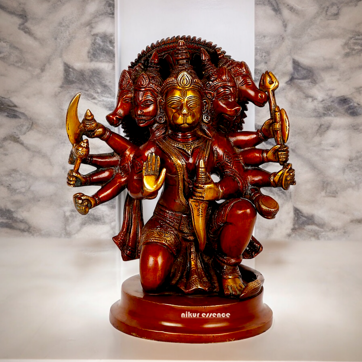 Online Brass panchmukhi Hanuman ji idol - 9 Inches Nikuressence