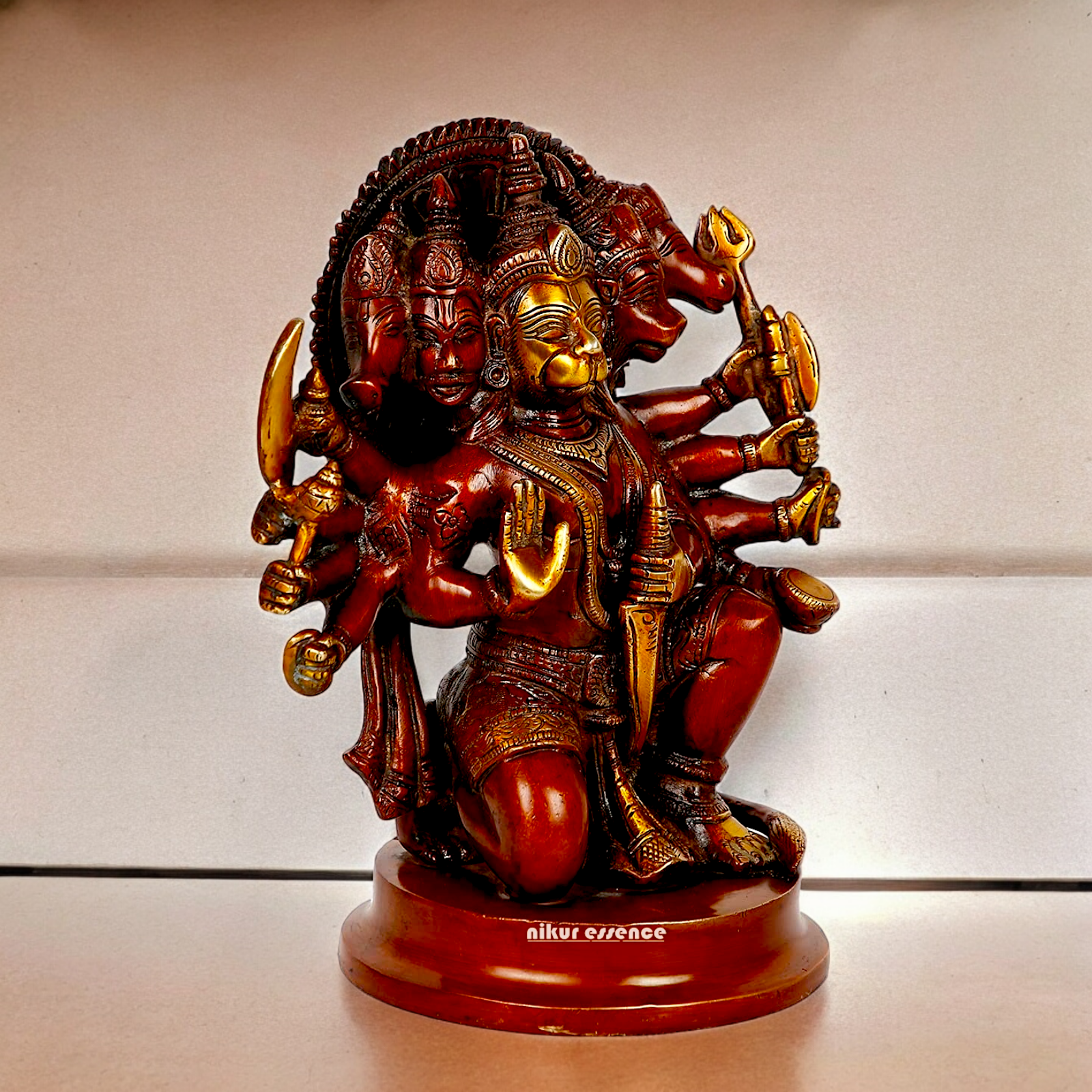 Online Brass panchmukhi Hanuman ji idol - 9 Inches Nikuressence