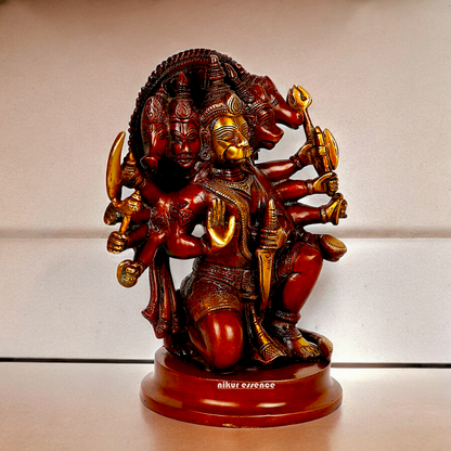Online Brass panchmukhi Hanuman ji idol - 9 Inches Nikuressence
