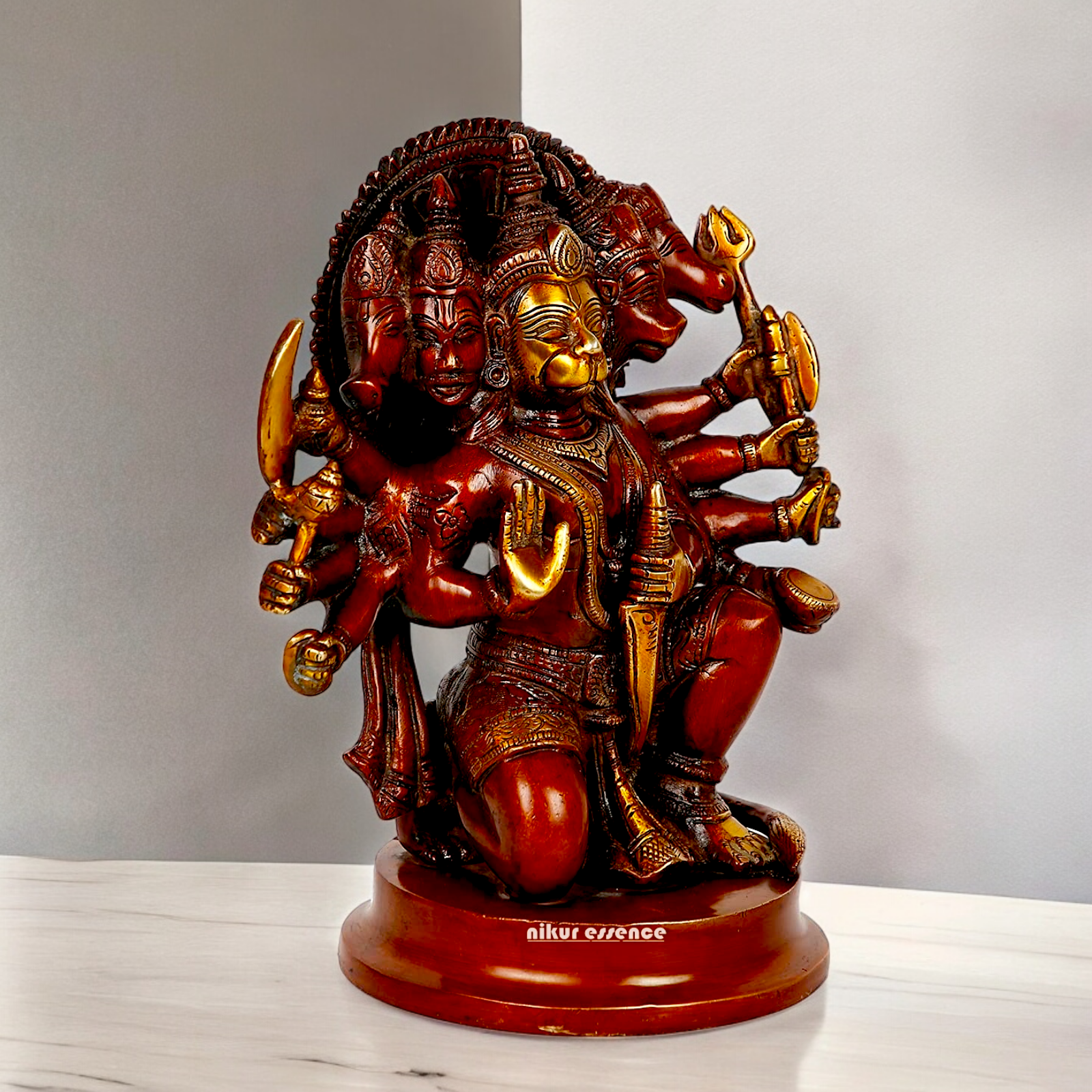 Online Brass panchmukhi Hanuman ji idol - 9 Inches Nikuressence