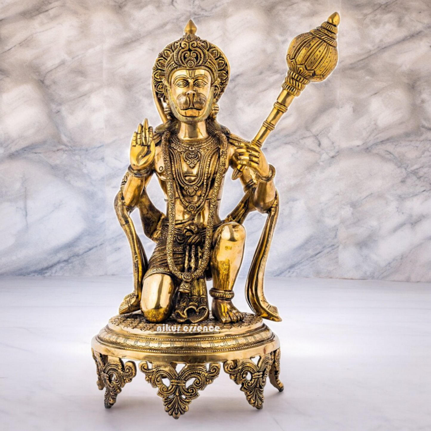 Buy Pure Brass Hanuman Sitting with Gada Idol - 51 cm Nikuressence