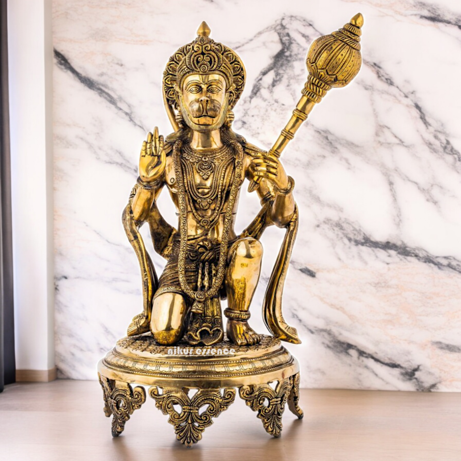 Buy Pure Brass Hanuman Sitting with Gada Idol - 51 cm Nikuressence