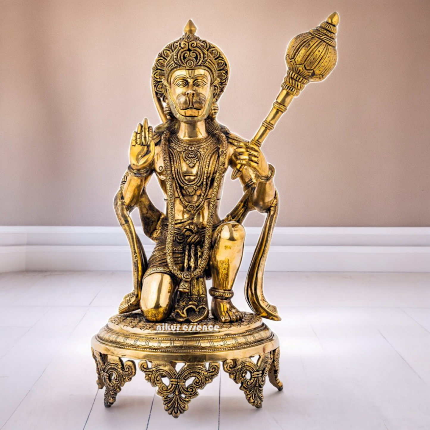 Buy Pure Brass Hanuman Sitting with Gada Idol - 51 cm Nikuressence