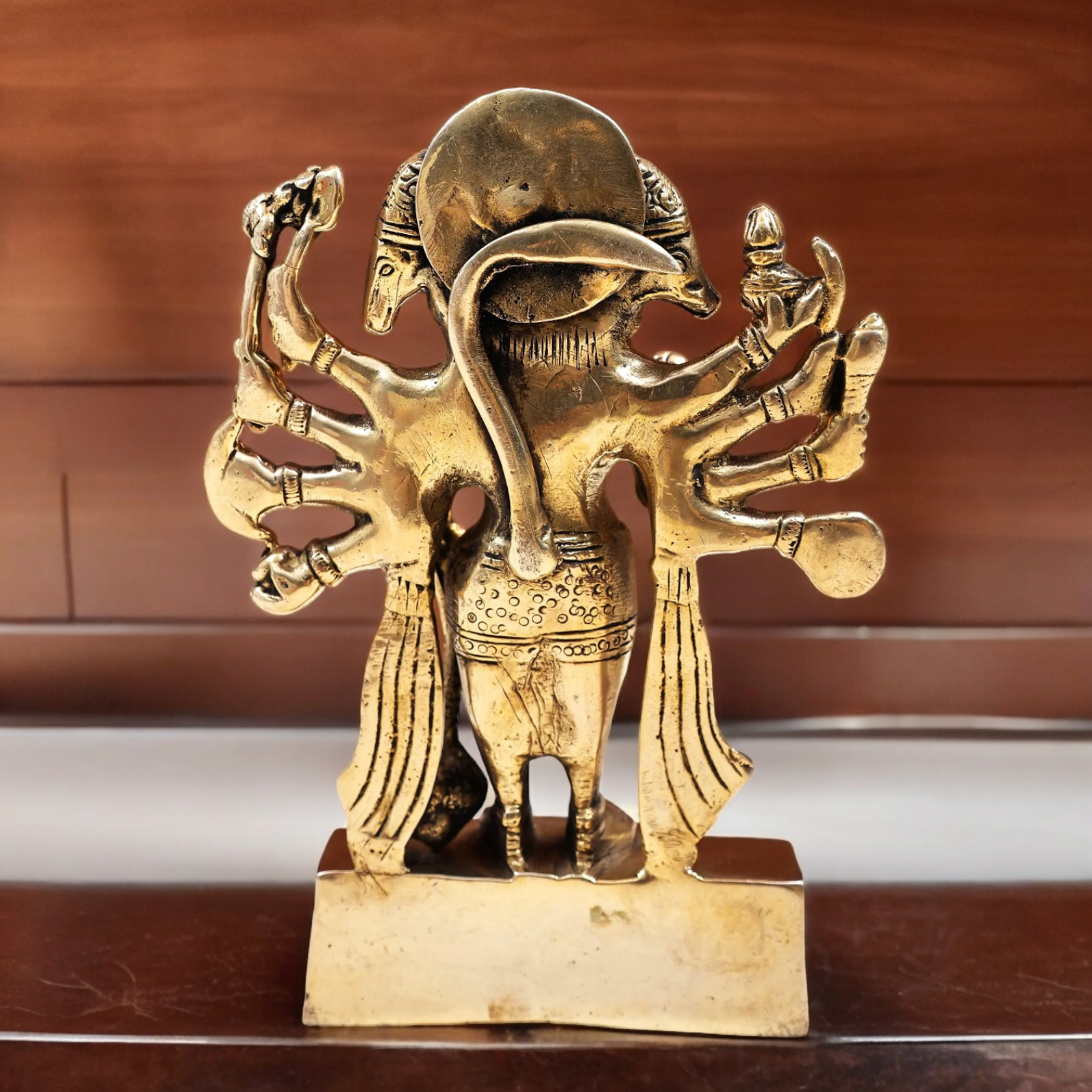 Pure Brass Panchmukhi Hanuman Standing with Gada Idol- 7.283 inches Nikuressence