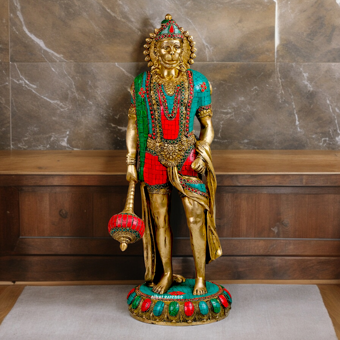 Buy Beautiful Hanuman Standing with Stone Work Idol - 58.5 cm height Nikuressence