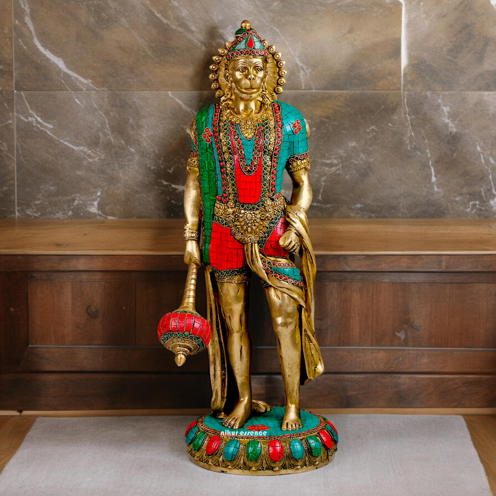 Buy Beautiful Hanuman Standing with Stone Work Idol - 58.5 cm height Nikuressence