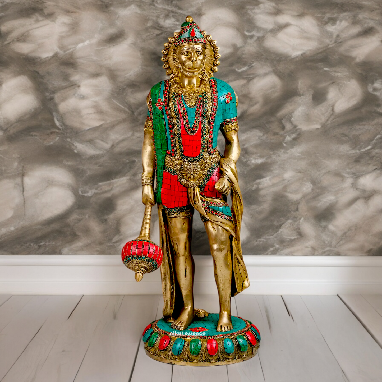 Buy Beautiful Hanuman Standing with Stone Work Idol - 58.5 cm height Nikuressence