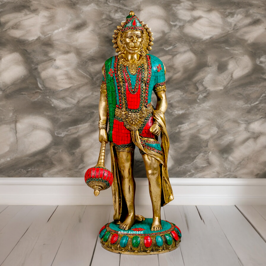 Buy Beautiful Hanuman Standing with Stone Work Idol - 58.5 cm height Nikuressence