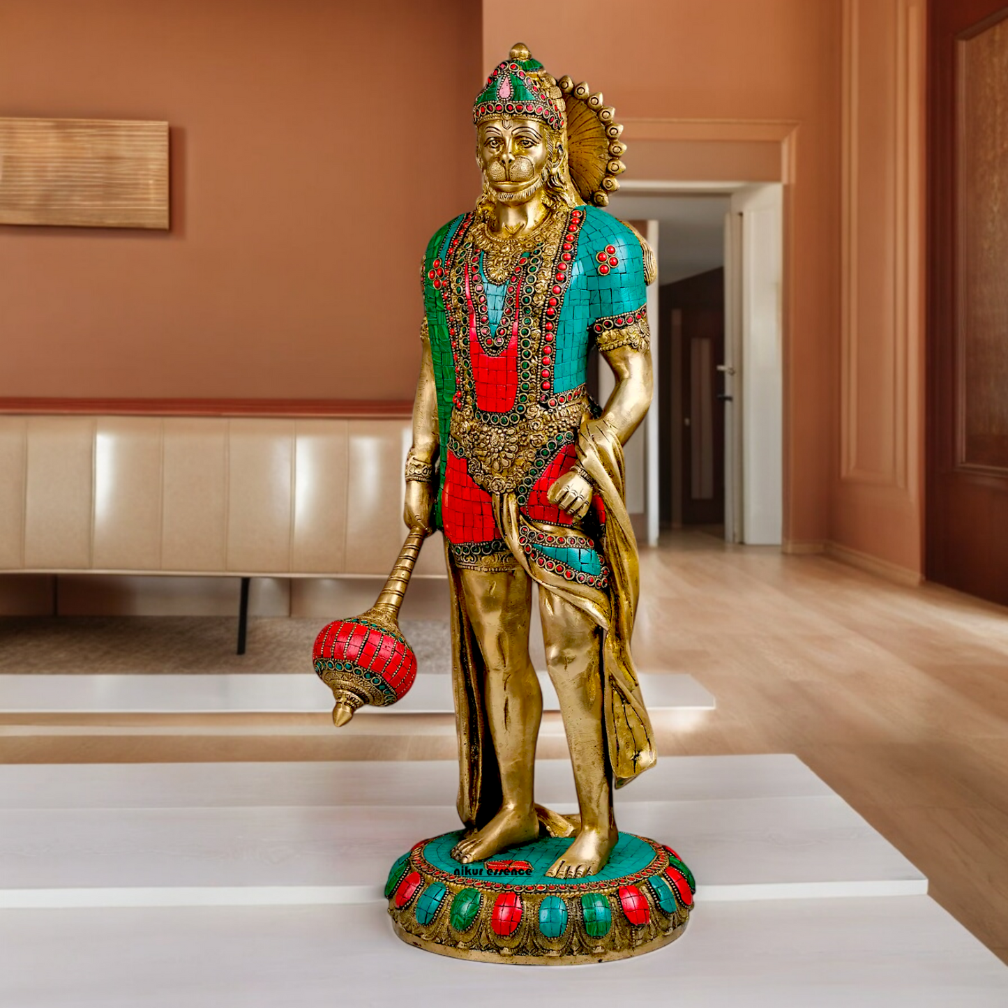 Buy Beautiful Hanuman Standing with Stone Work Idol - 58.5 cm height Nikuressence
