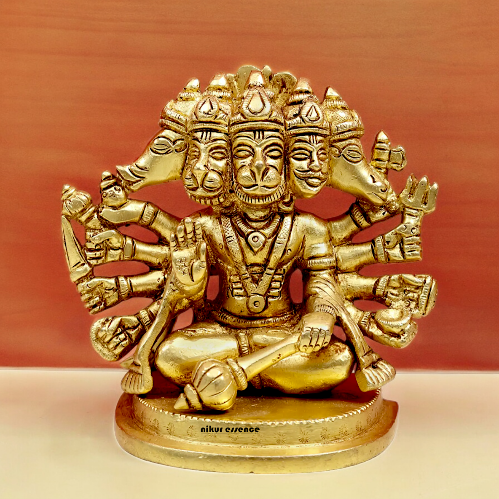 Shop Panchmukhi Hanuman Sitting Brass idol - 4 inches Nikuressence