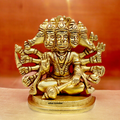 Shop Panchmukhi Hanuman Sitting Brass idol - 4 inches Nikuressence