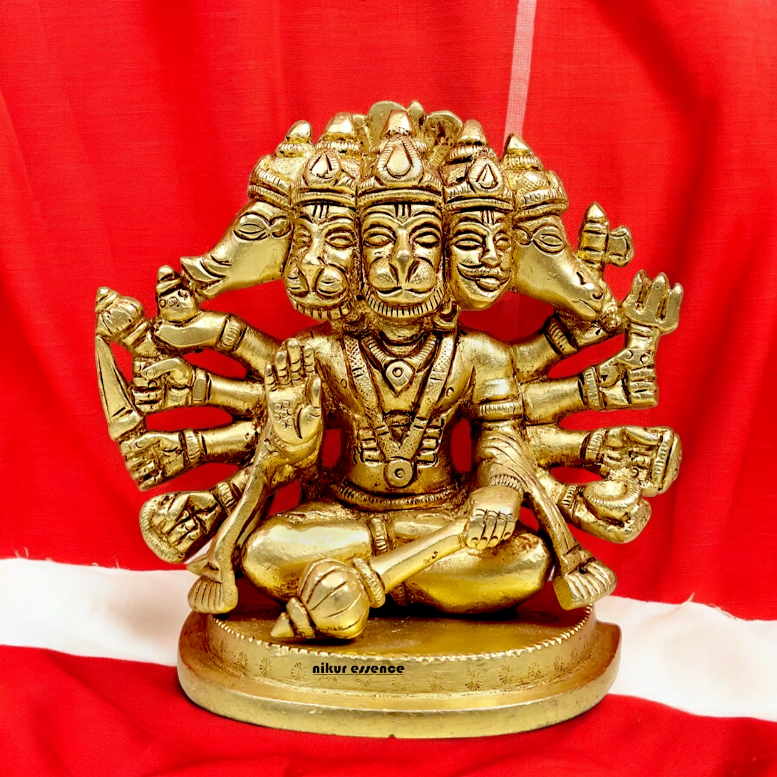 Shop Panchmukhi Hanuman Sitting Brass idol - 4 inches Nikuressence