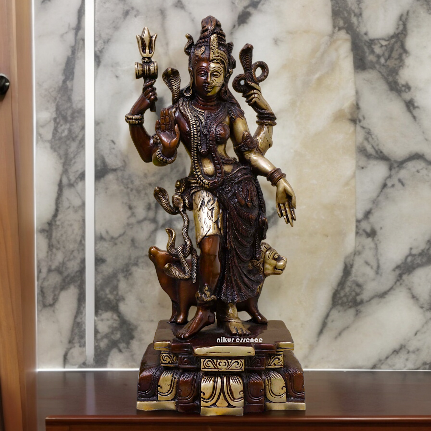 Buy Brass Shiva and Ardhanarishvara with Nandi and Lion Idol - 17.5 inches Height Nikuressence