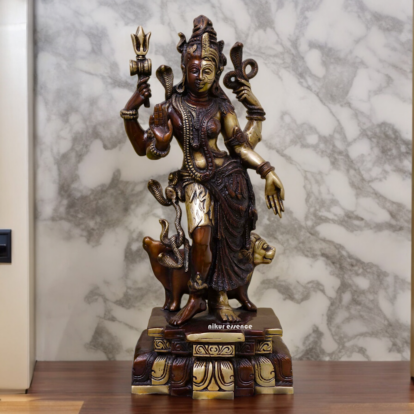 Buy Brass Shiva and Ardhanarishvara with Nandi and Lion Idol - 17.5 inches Height Nikuressence