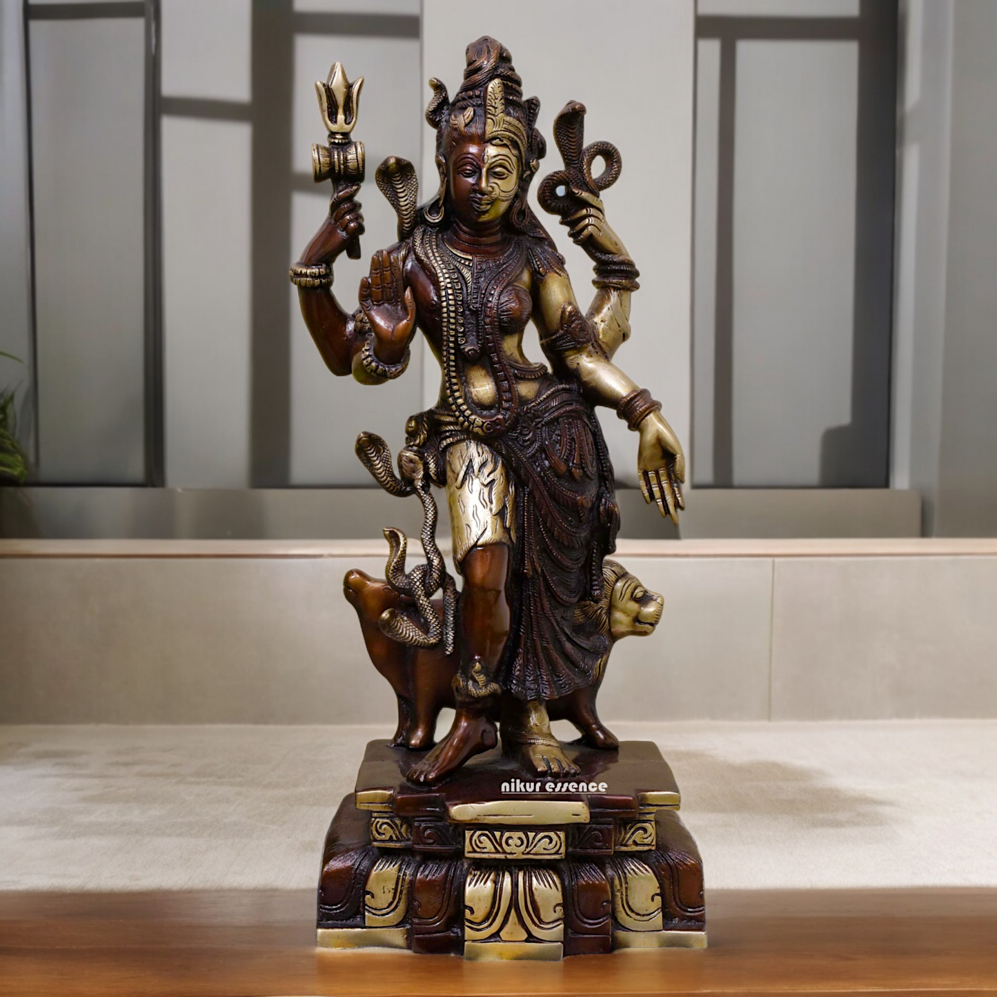 Buy Brass Shiva and Ardhanarishvara with Nandi and Lion Idol - 17.5 inches Height Nikuressence
