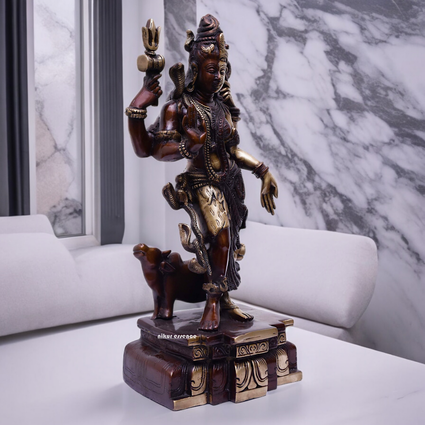 Buy Brass Shiva and Ardhanarishvara with Nandi and Lion Idol - 17.5 inches Height Nikuressence