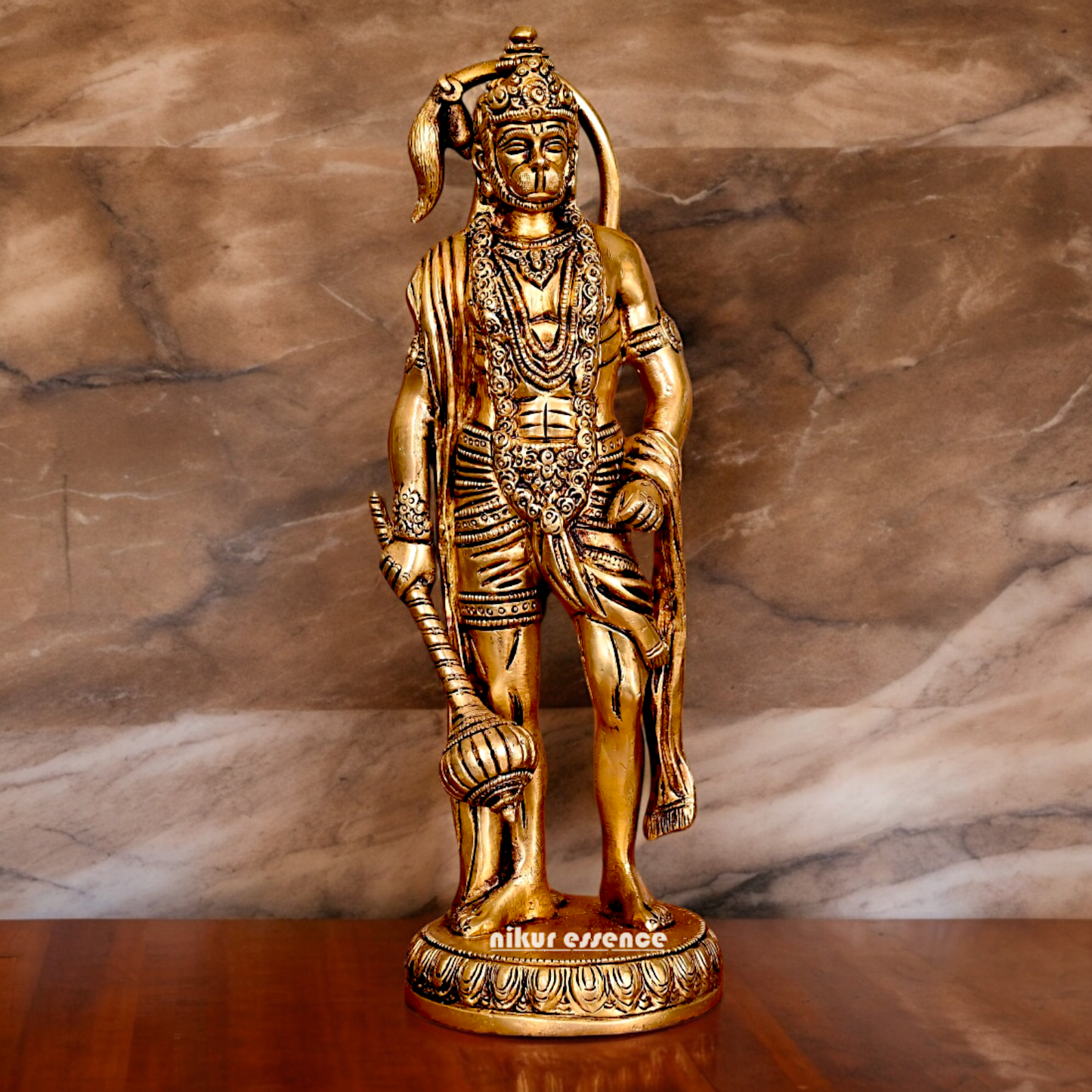 Solid Brass Hanuman Standing Idol - 10 Inch Nikuressence