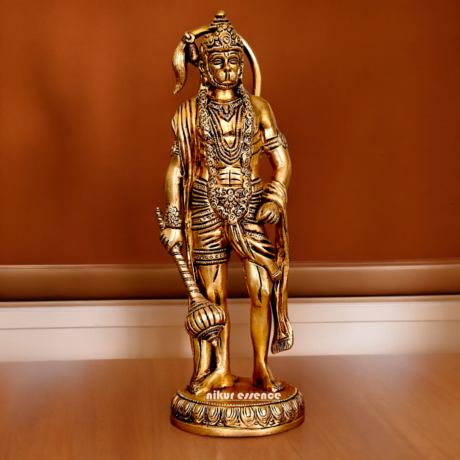Solid Brass Hanuman Standing Idol - 10 Inch Nikuressence