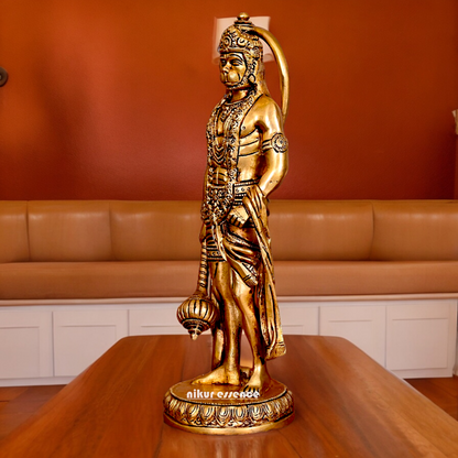 Solid Brass Hanuman Standing Idol - 10 Inch Nikuressence