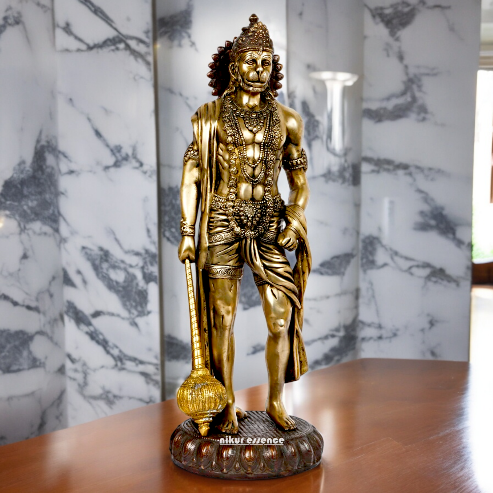 Buy online Solid Brass Hanuman stand Idol - 7 Inch height Nikuressence