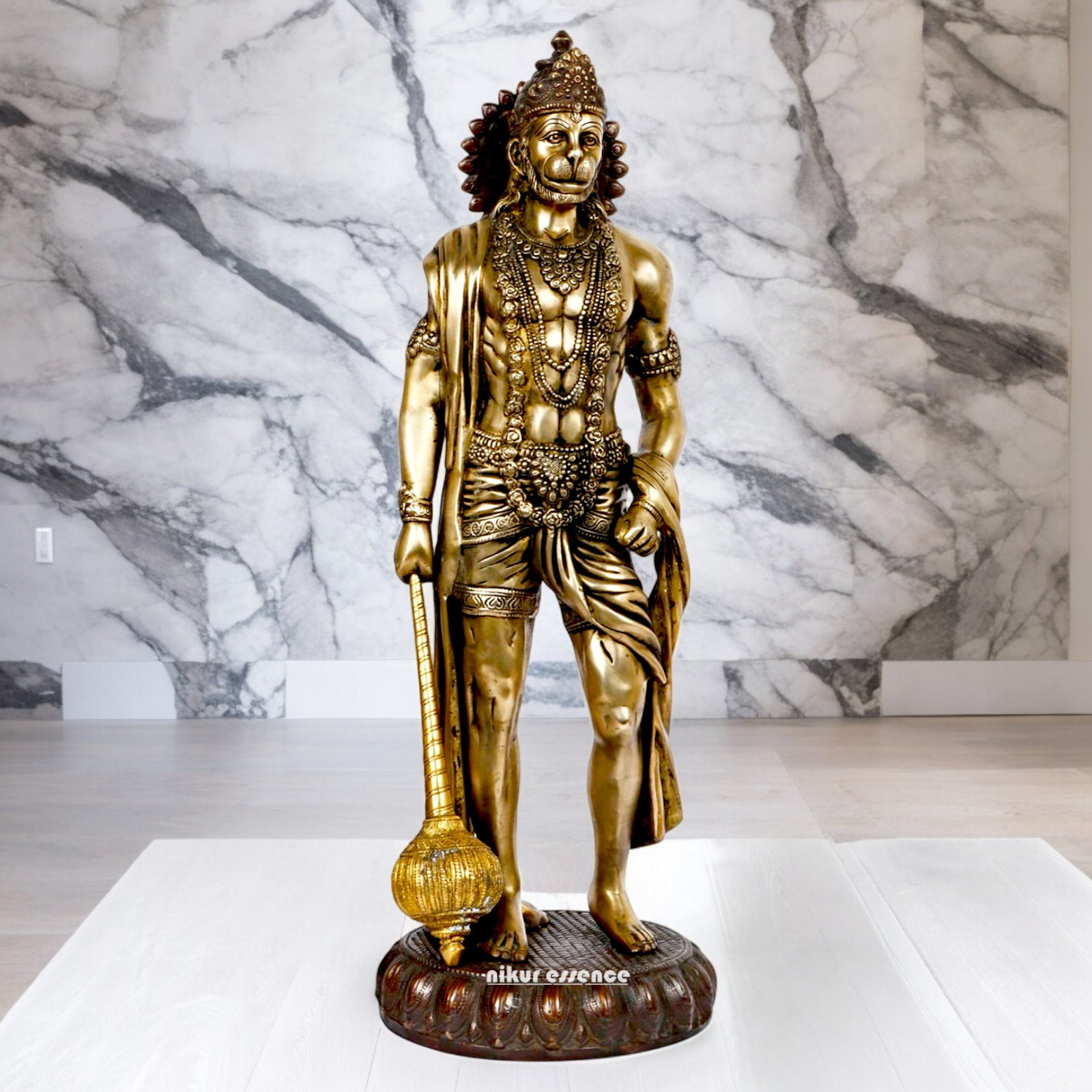 Buy online Solid Brass Hanuman stand Idol - 7 Inch height Nikuressence
