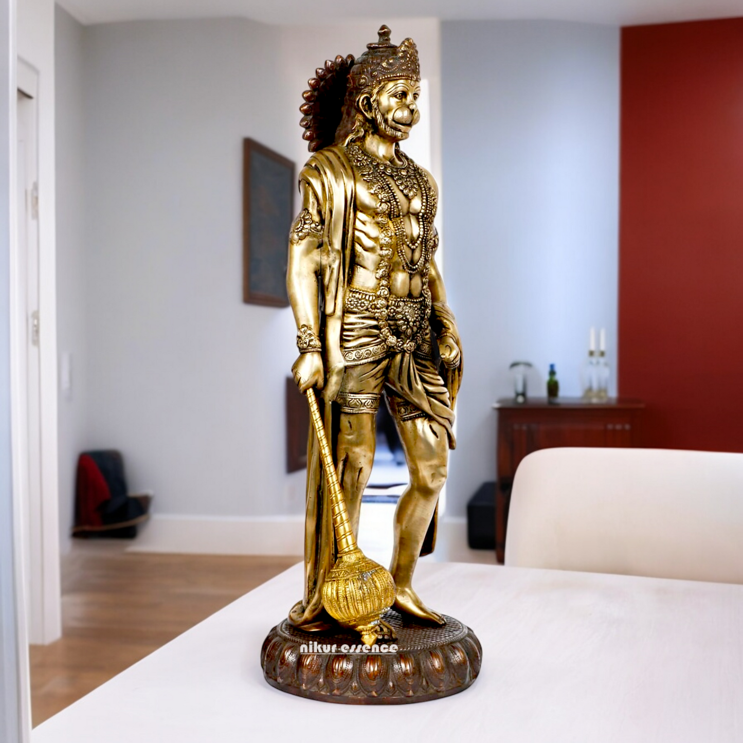 Buy online Solid Brass Hanuman stand Idol - 7 Inch height Nikuressence