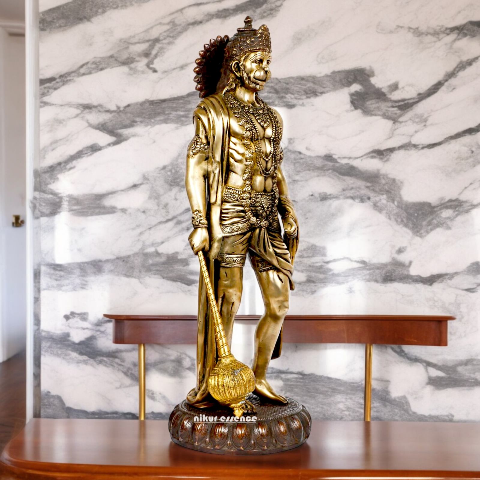 Buy online Solid Brass Hanuman stand Idol - 7 Inch height Nikuressence