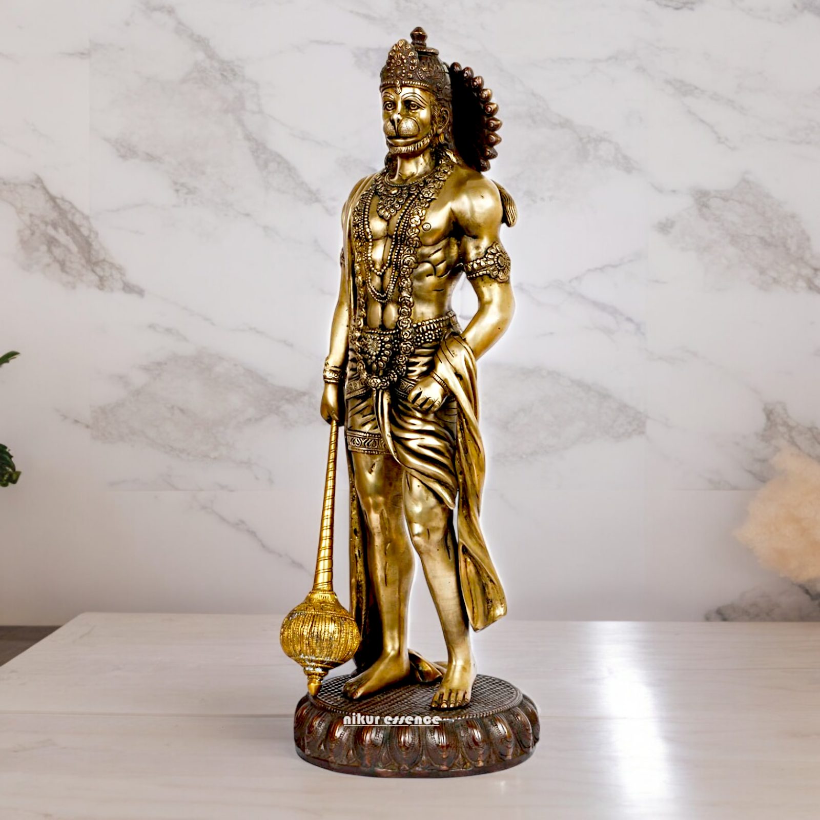 Buy online Solid Brass Hanuman stand Idol - 7 Inch height Nikuressence