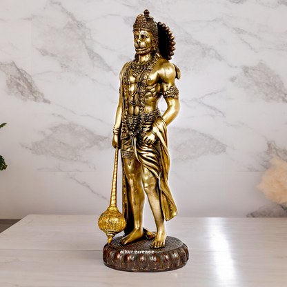 Buy online Solid Brass Hanuman stand Idol - 7 Inch height Nikuressence