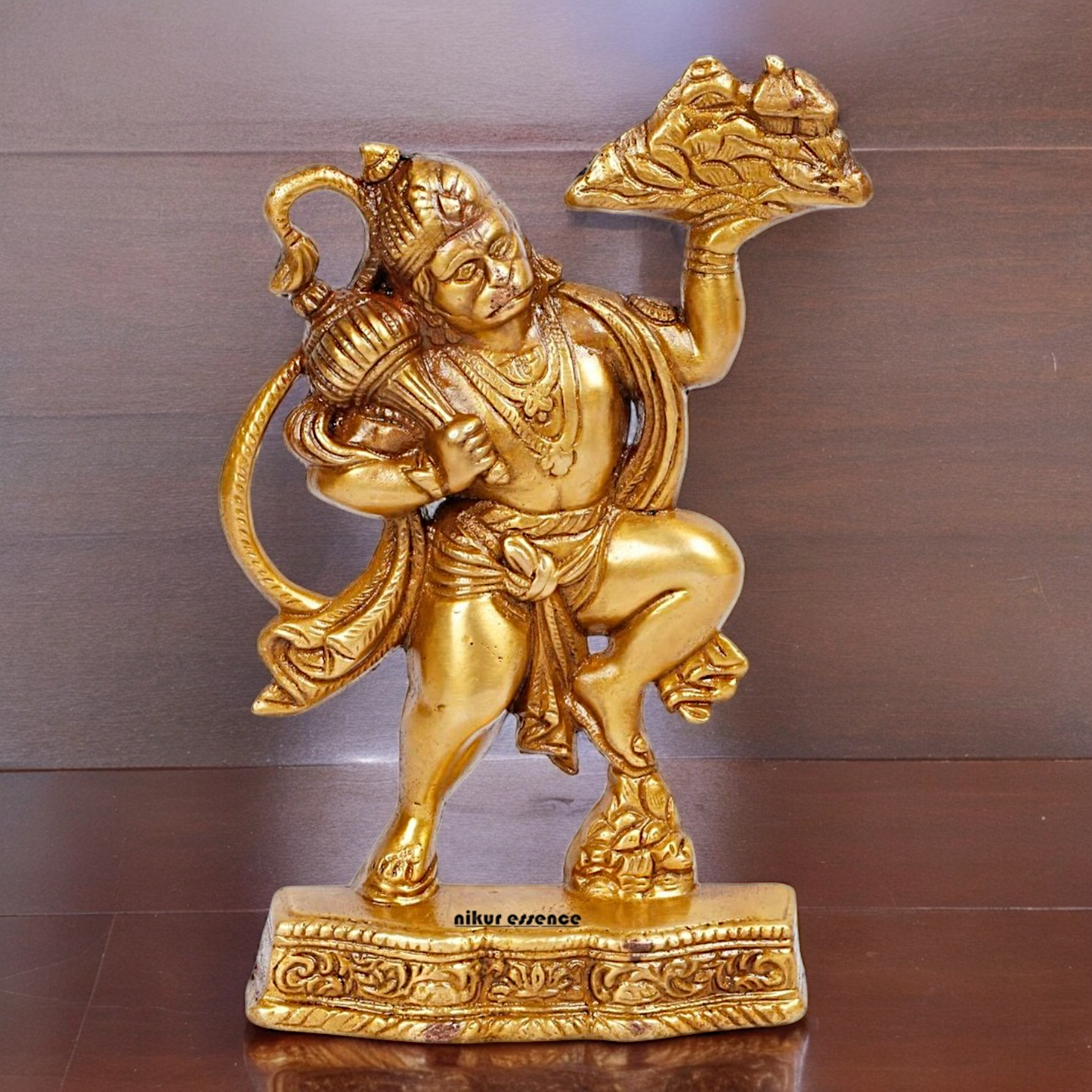 Buy Solid Brass Hanuman Holding Sanjeevni Booti Mountain Idol - 7.5 Inch height Nikuressence
