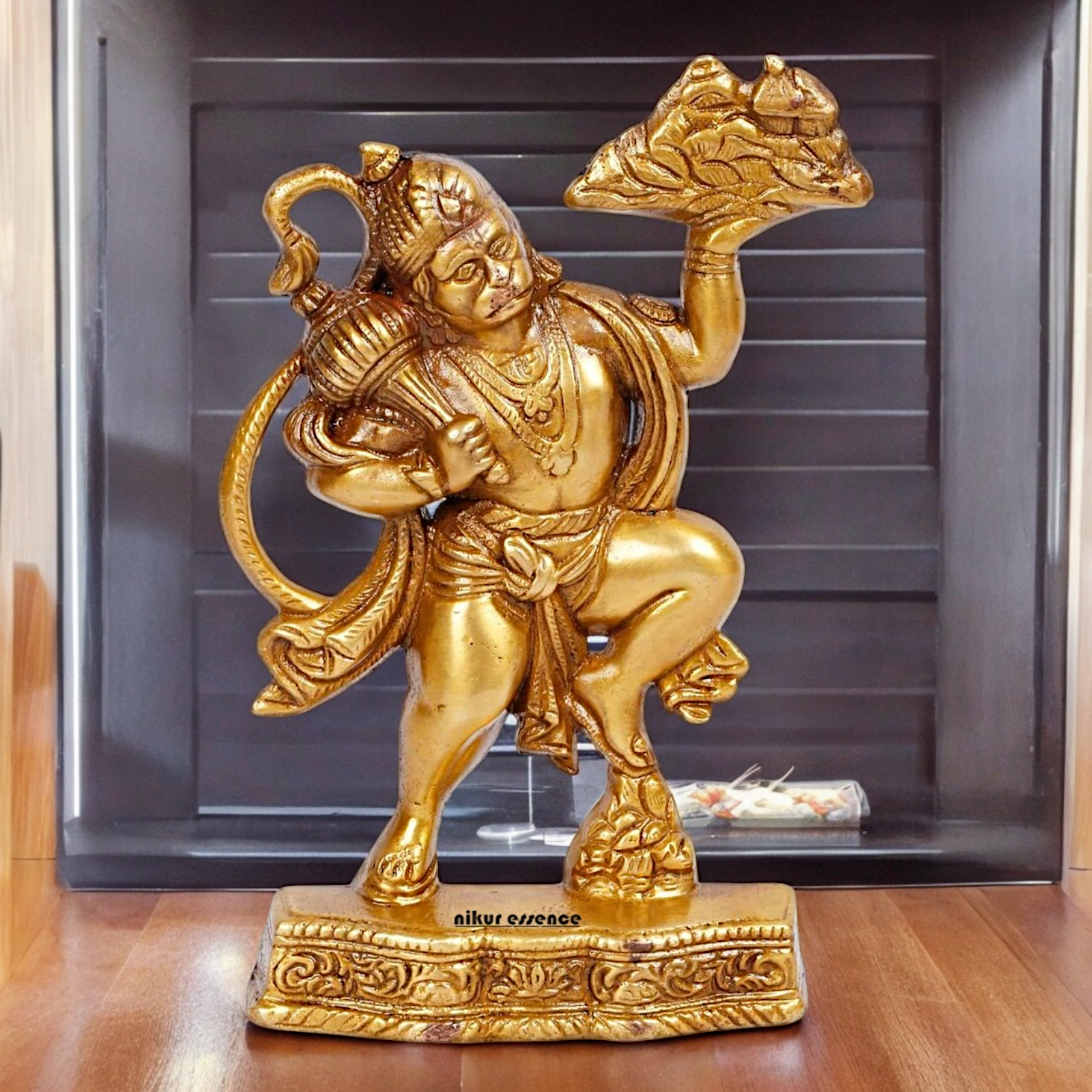 Buy Solid Brass Hanuman Holding Sanjeevni Booti Mountain Idol - 7.5 Inch height Nikuressence