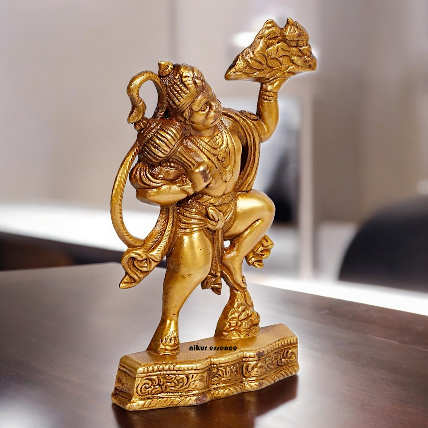 Buy Solid Brass Hanuman Holding Sanjeevni Booti Mountain Idol - 7.5 Inch height Nikuressence