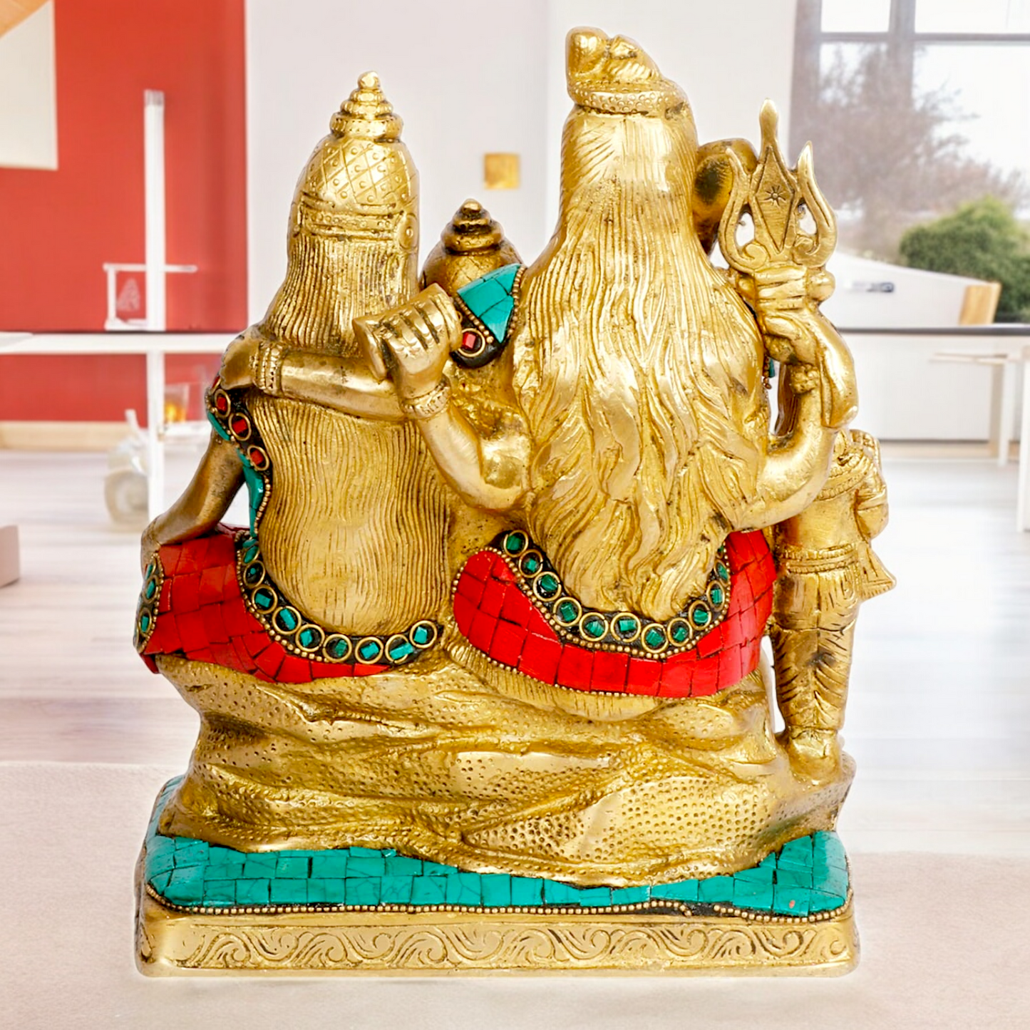 Buy Brass Shiva Family with Stone Work Idol - 8 inches Nikuressence