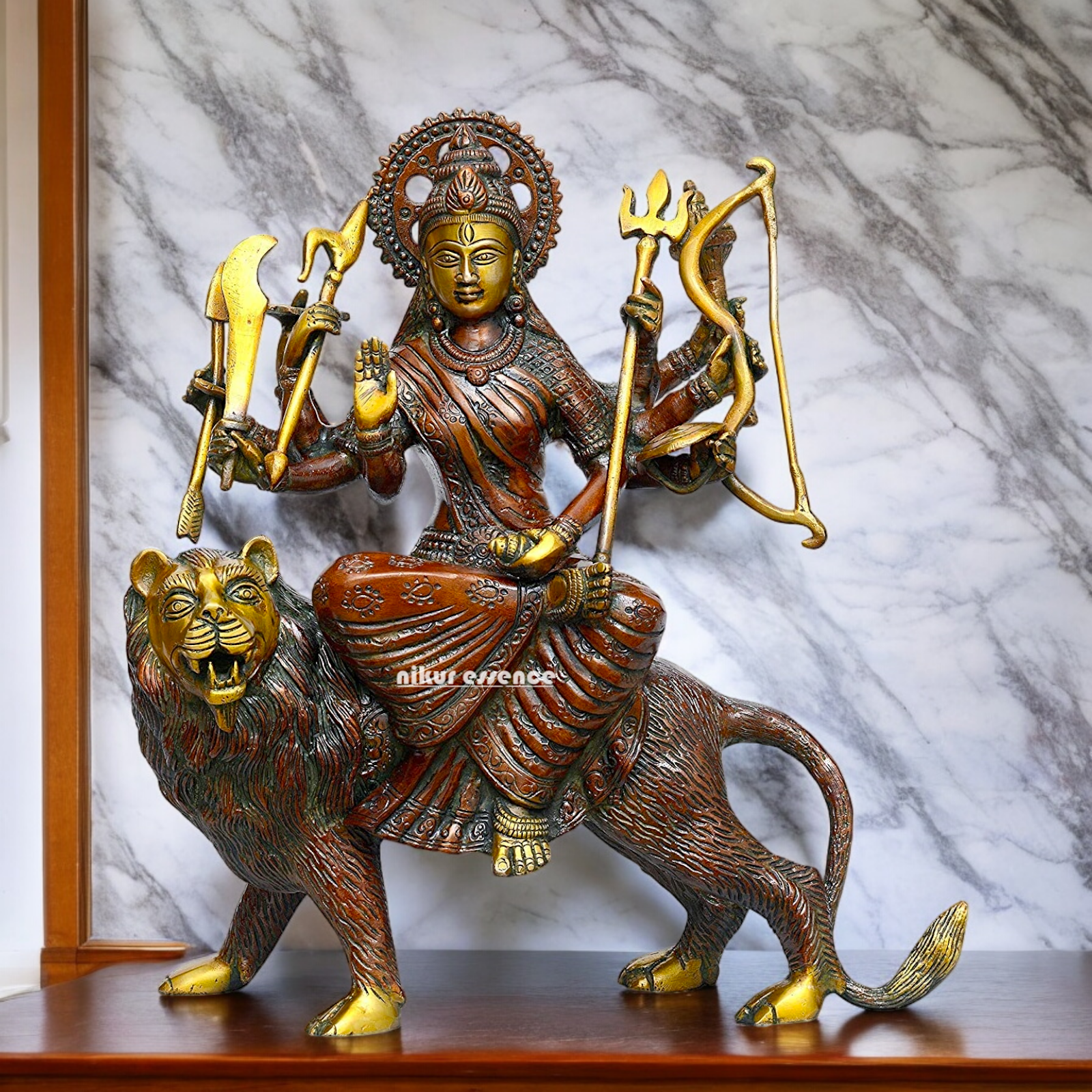 Shop Brass Durga Sherawali Maa idol - 11.5 inches Nikuressence
