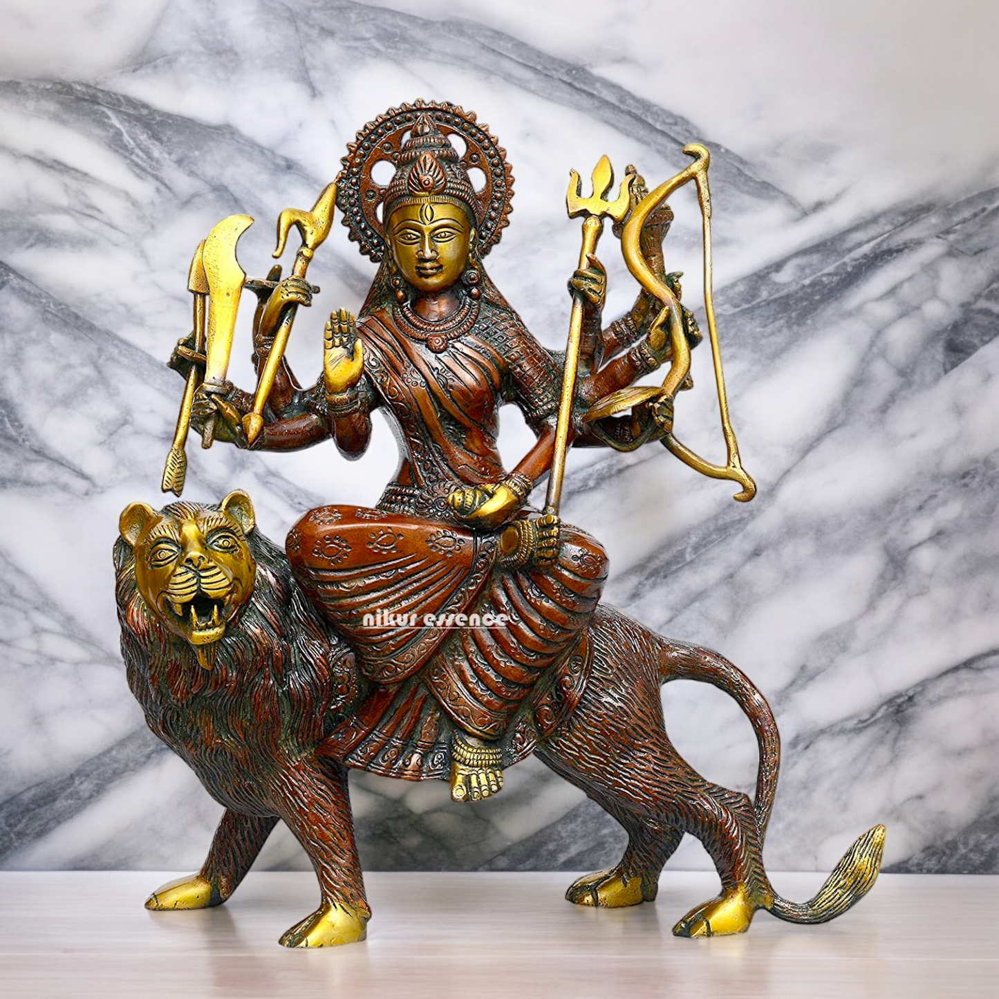 Shop Brass Durga Sherawali Maa idol - 11.5 inches Nikuressence
