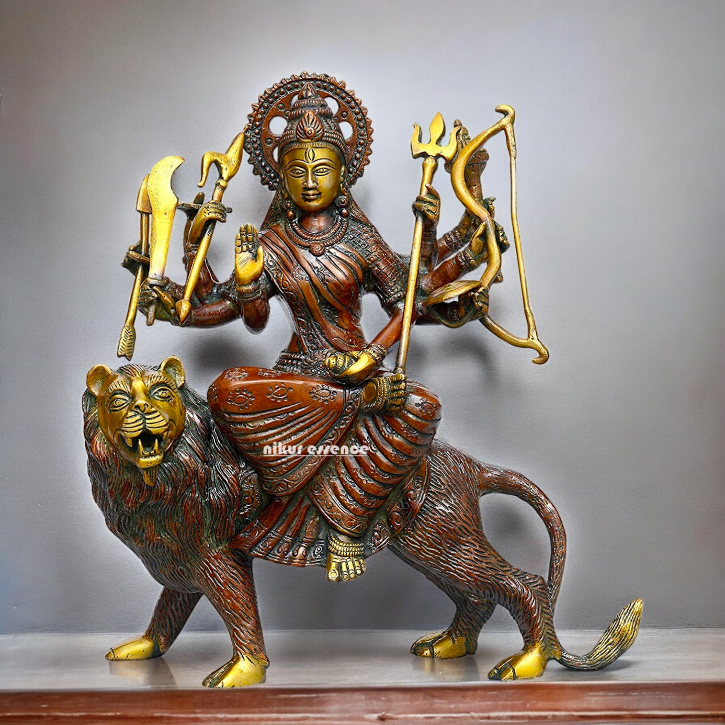 Shop Brass Durga Sherawali Maa idol - 11.5 inches Nikuressence